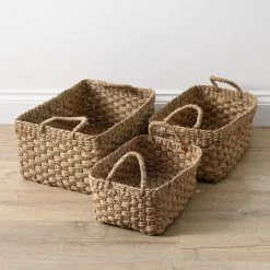 Pacific Drop Ship Natural Seagrass Oblong Baskets Set Of 3 Storage