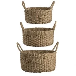 Pacific Drop Ship Natural Seagrass Round Baskets Set Of 3 Storage