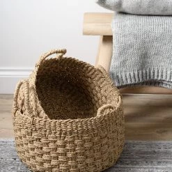 Pacific Drop Ship Natural Seagrass Round Baskets Set Of 3 Storage
