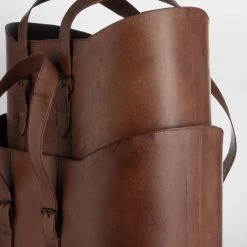 Pacific Drop Ship Vintage Brown Leather Handled Storage