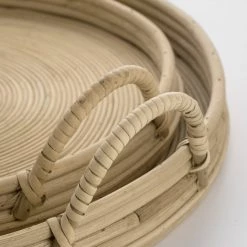 Hudson Home Rattan Braided Tray