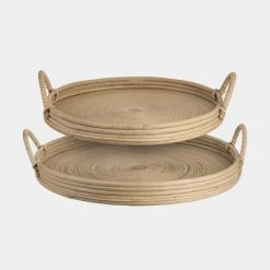 Hudson Home Rattan Braided Tray