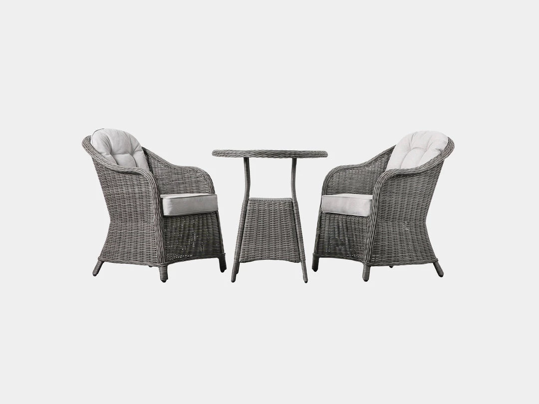 Gallery Direct Drop Ship Garden Seating Rennes 2 Seater Garden Bistro Set - Grey