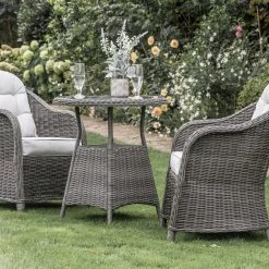 Gallery Direct Drop Ship Garden Seating Rennes 2 Seater Garden Bistro Set - Grey