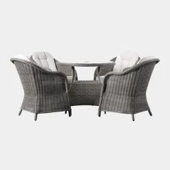Gallery Direct Drop Ship Rennes 4 Seater Round Garden Dining Set - Grey Garden Seating