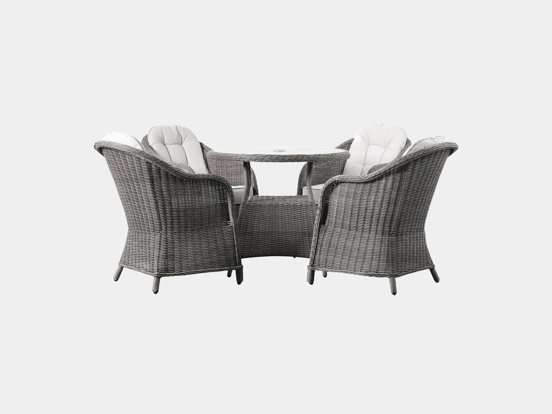Gallery Direct Drop Ship Rennes 4 Seater Round Garden Dining Set - Grey Garden Seating