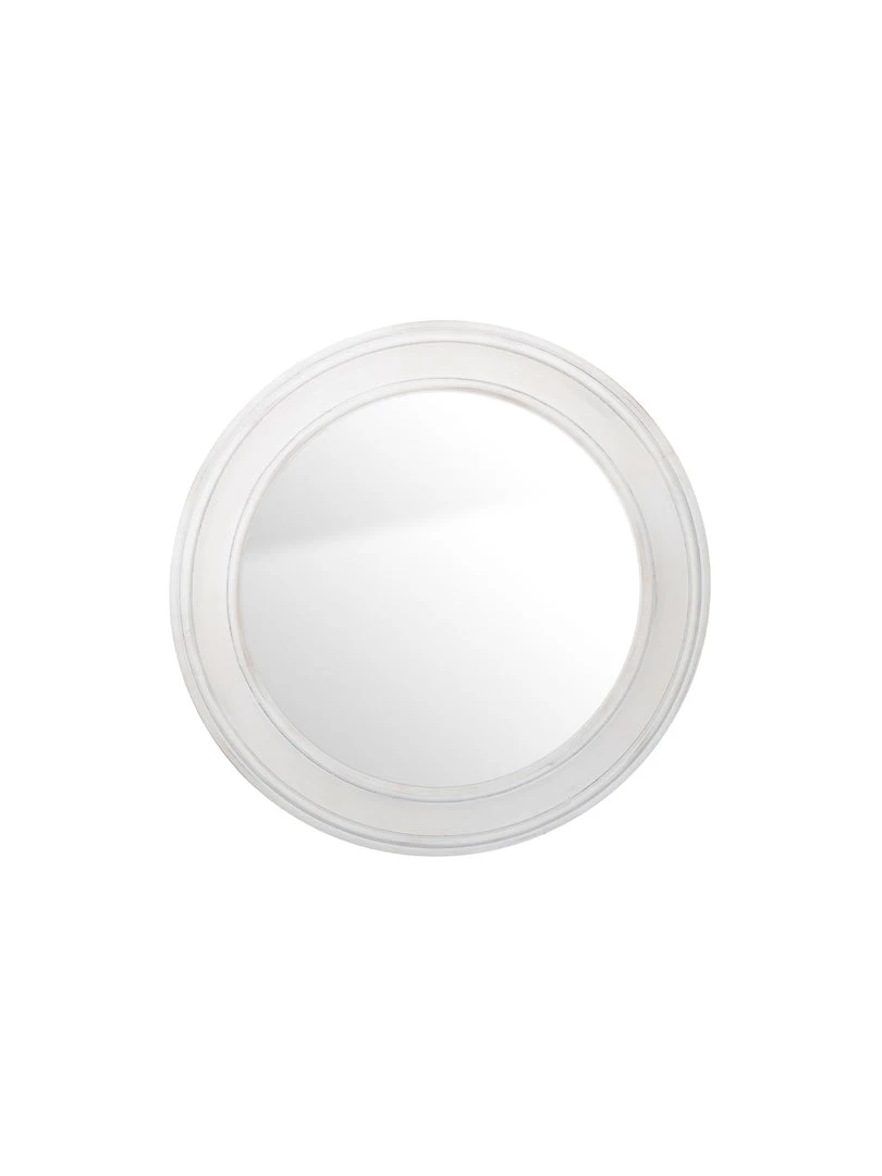 Pacific Drop Ship Round White Washed Mirror - Small
