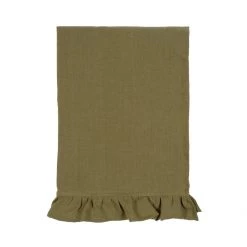 Magic Linen New Ruffle Linen Tea Towel Olive Green