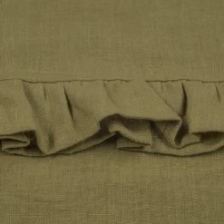 Magic Linen New Ruffle Linen Tea Towel Olive Green