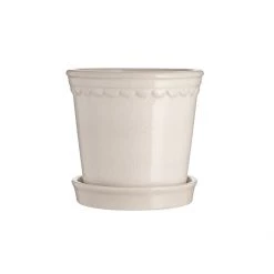 Wikholm Form Scalloped Cream Plant Pot - Large Garden Accessories