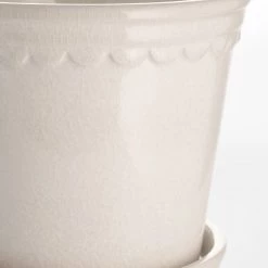 Wikholm Form Scalloped Cream Plant Pot - Large Garden Accessories