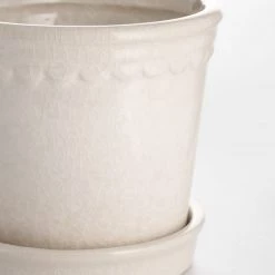 Wikholm Form Scalloped Cream Plant Pot - Small Garden Accessories