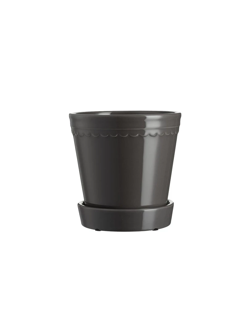 Wikholm Form Scalloped Plant Pot Large - Charcoal Garden Accessories