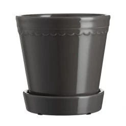 Wikholm Form Scalloped Plant Pot Large - Charcoal Garden Accessories