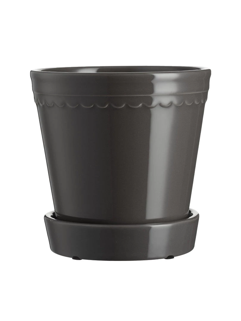 Wikholm Form Scalloped Plant Pot Large - Charcoal Garden Accessories