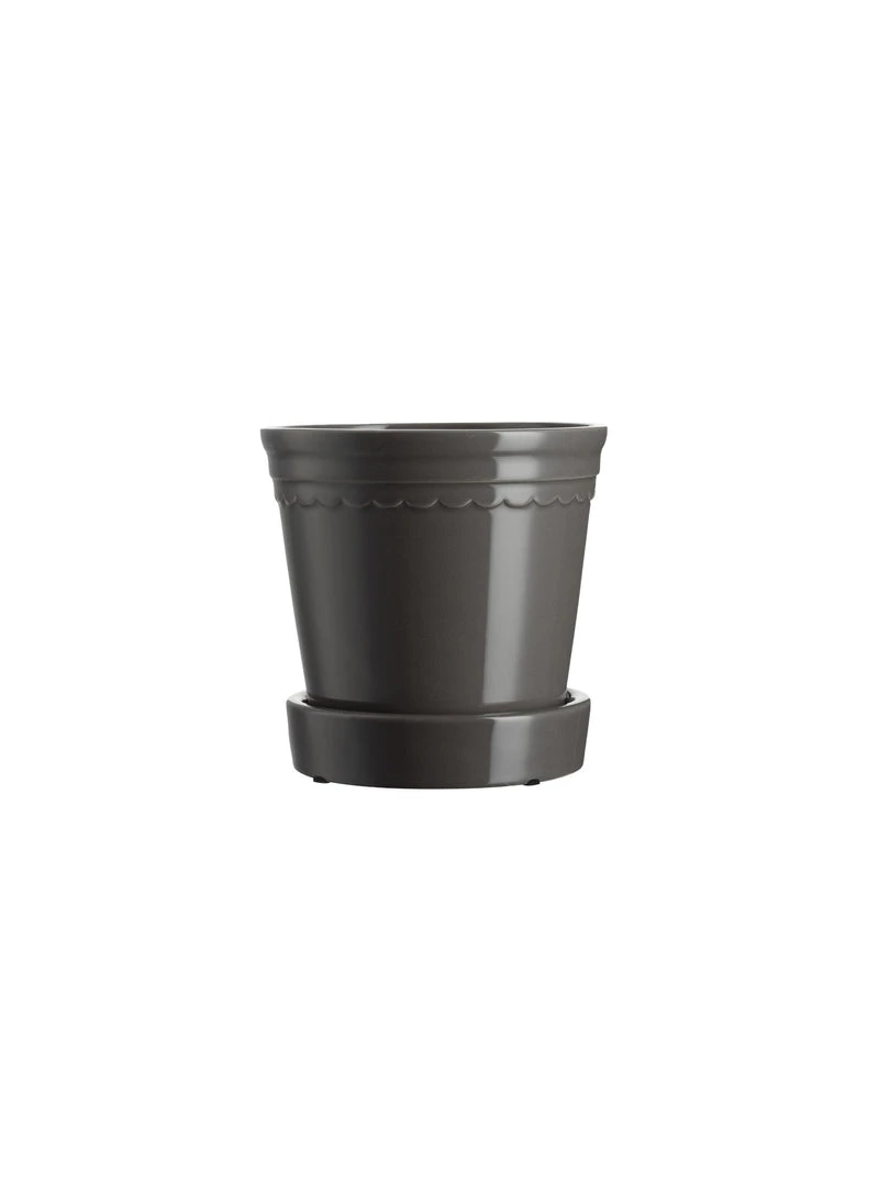 Wikholm Form Scalloped Plant Pot Small - Charcoal Garden Accessories