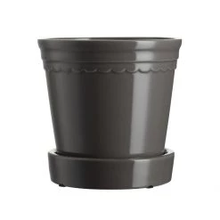 Wikholm Form Scalloped Plant Pot Small - Charcoal Garden Accessories