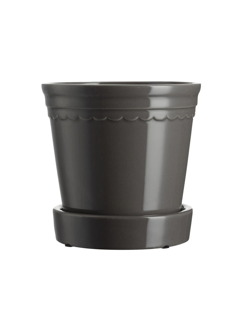 Wikholm Form Scalloped Plant Pot Small - Charcoal Garden Accessories
