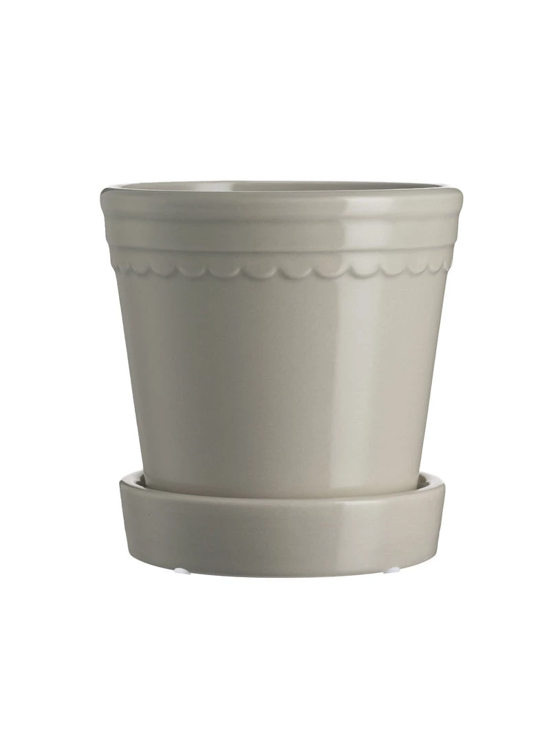 Wikholm Form Scalloped Plant Pot Small - Linen