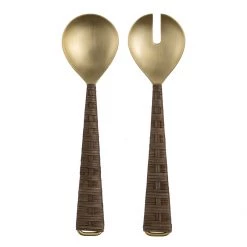 Be Home Rattan & Gold Serving Set