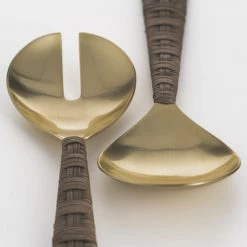 Be Home Rattan & Gold Serving Set