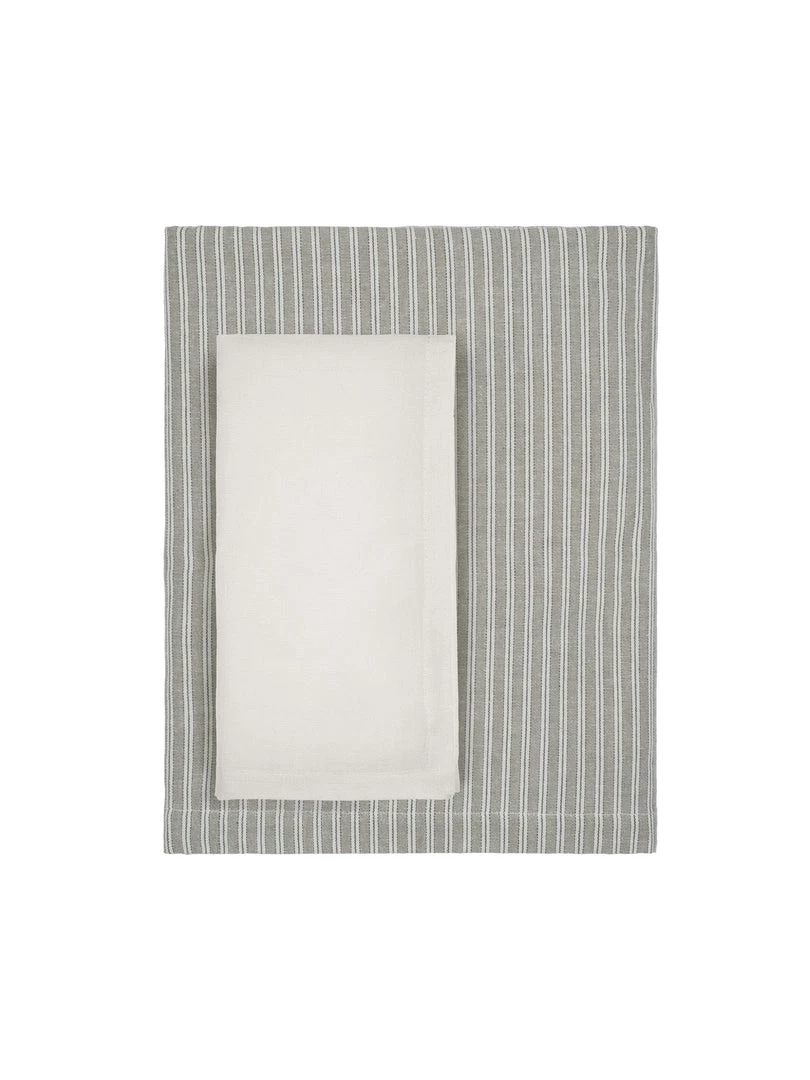 Waltons Soft Grey Ticking Cloth Tablecloth