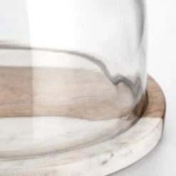 Be Home New White Marble & Wood Glass Cloche