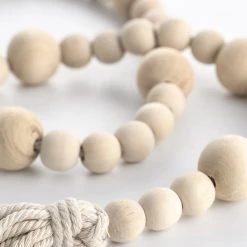 Heaven Sends Wooden Beaded Garland - Cream