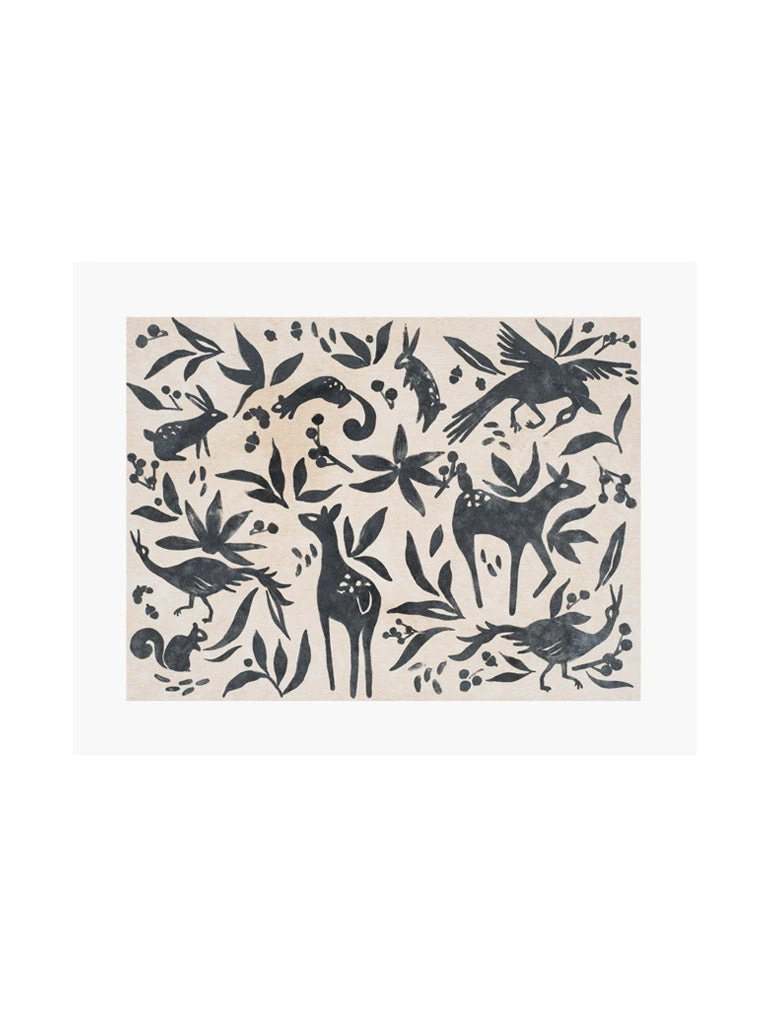 Zig Zag Art Woodland Woodblock Art Print