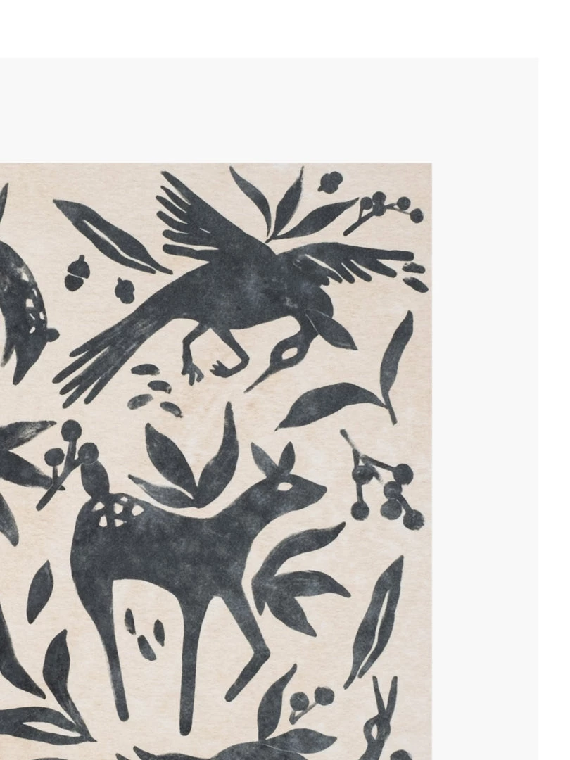 Zig Zag Art Woodland Woodblock Art Print