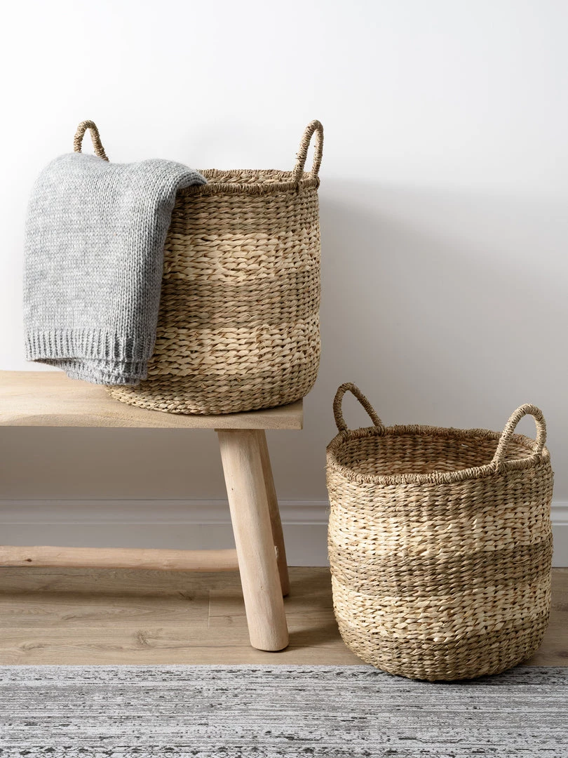 Pacific Drop Ship Woven Natural Seagrass Baskets Set Of 2