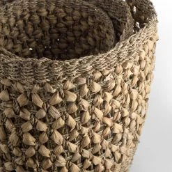 Pacific Drop Ship Storage Woven Natural Seagrass And Water Hyacinth Baskets Set Of 3